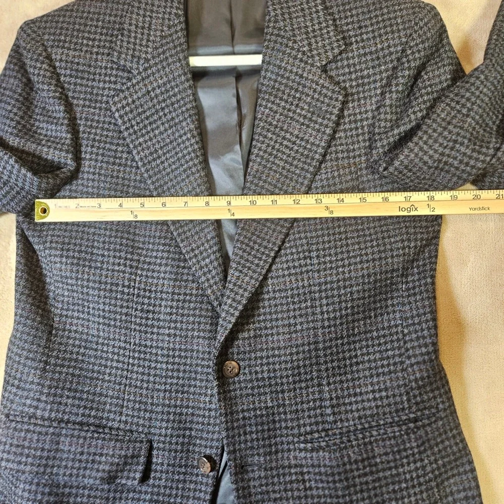 Vintage Bill Blass Wool Houndstooth Sport Coat Blazer Mens 36R Made in USA